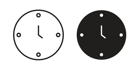 Clock icon or logo pack. Vector Illustration Outline and flat