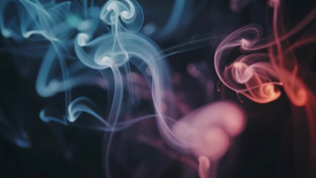 Abstract Smoke Art Blue, Pink, Red Smoke Plumes on Black