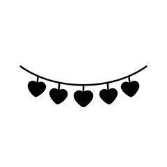 Decorative heart garland hanging in minimalist style  