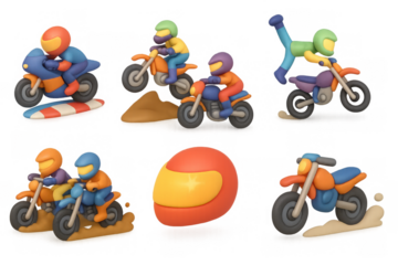 Dynamic motorcycle racing icons for design and decoration