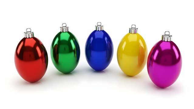 Vibrant metallic christmas ornaments array on clean white backdrop isolated on transparent background, isolated on white background