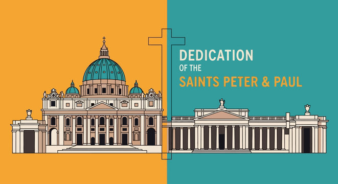 Stunning architectural tribute to Saints Peter and Paul, a visual celebration of faith and dedication in a modern, clean design perfect for religious publications and inspirational content