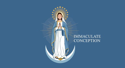 Celebrate the Immaculate Conception with this blessed artwork featuring Virgin Mary, perfect for religious holidays, church events, and spiritual reflections on faith and devotion