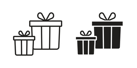 Gifts icon or logo pack. Vector Illustration Outline and flat