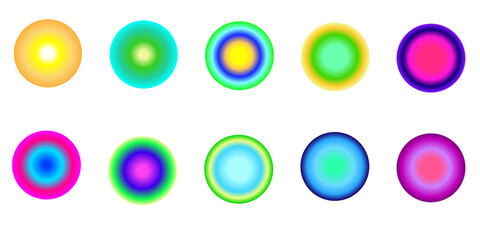 Bright colorful round form y2k abstract blur gradient circle isolated vector. Iridescend  radialshape for posters, flyers, brochure
