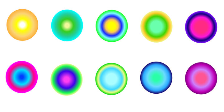 Bright colorful round form y2k abstract blur gradient circle isolated vector. Iridescend  radialshape for posters, flyers, brochure