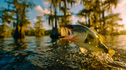 Fototapeta premium A fish is jumping out of the water