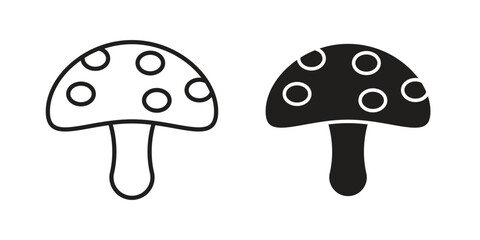 Mushroom icon or logo pack. Vector Illustration Outline and flat