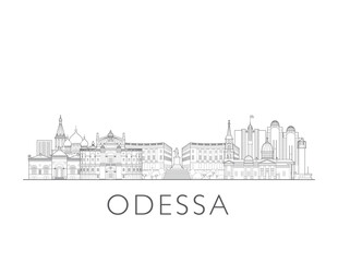 Obraz premium Odessa Ukraine cityscape illustration skyline drawing