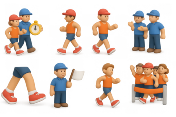 Race walking icons for sports and fitness illustrations
