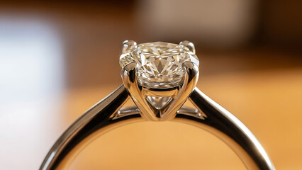 Sparkling diamond engagement ring, close-up, luxury jewelry piece.