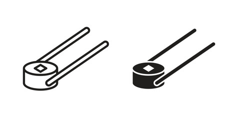 Sushi icon or logo pack. Vector Illustration Outline and flat