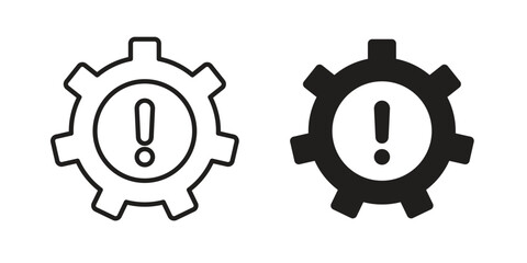 Technical warning icon or logo pack. Vector Illustration Outline and flat