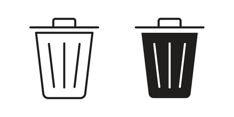 Trash icon or logo pack. Vector Illustration Outline and flat