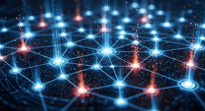 Abstract digital network connecting data points