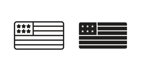 USA flag icon or logo pack. Vector Illustration Outline and flat