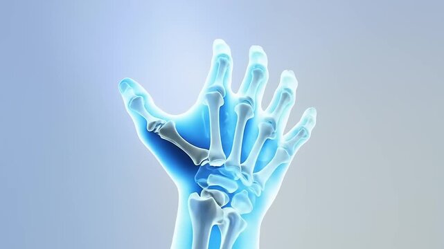 Human hand bone structure.