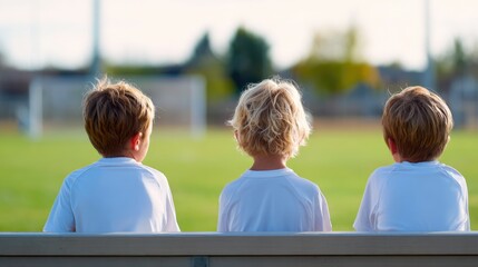Kids Sitting on Bench at Sports Field