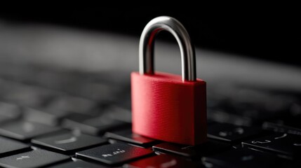 Secure Red Padlock on Computer Keyboard Symbolizing Cyber Protection