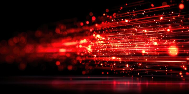 Glowing Red Light Trails and Sparkling Particles in Motion - Powered by Adobe