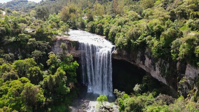 Aerial View of Salto Ventoso Waterfall in Rio Grande do Sul, Brazil