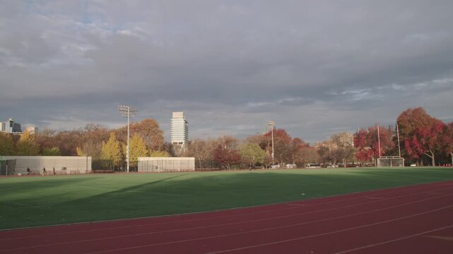 Handheld shot of Brooklyn's McCarren Park Track