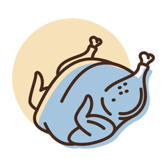 Whole Roasted Chicken Minimal Flat Illustration