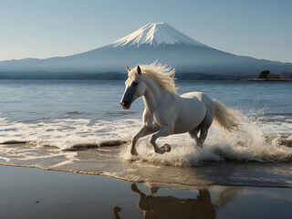 A thoroughbred sprinting at full speed.