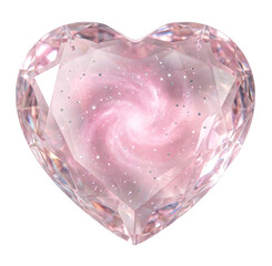 Nebula Crystal Heart with Floating Stars na przezroczystym tle.