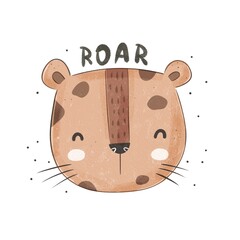 cartoon leopard. Colorful illustration for kids, flat style. baby design for card, poster, print on t-shirt