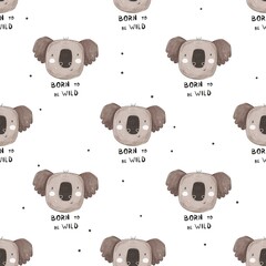 Seamless pattern with koala. colorful illustartion for kids. hand drawing, flat style. baby design for fabric, print, textile, wrapper