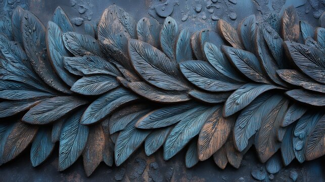 sculpted shield wall made of interlocking oak leaves