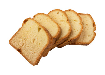 Sweet sliced pound cake isolated on transparent background