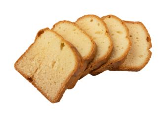 Sweet sliced pound cake isolated on transparent background