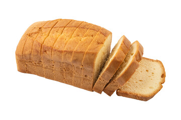 Sweet sliced pound cake isolated on transparent background