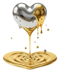 Liquid Mercury Heart Pouring Molten Gold.