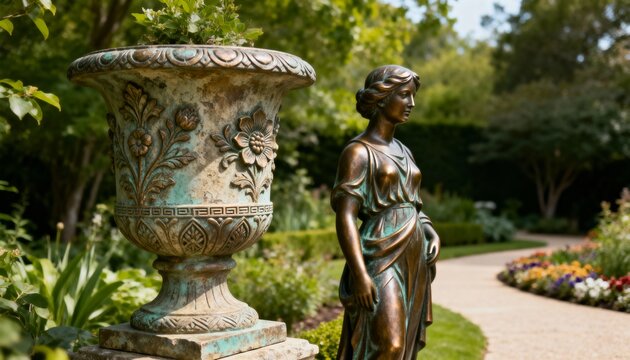 garden statues showcasing intricate designs and durable textures adding a personalized artistic touch to outdoor landscapes.