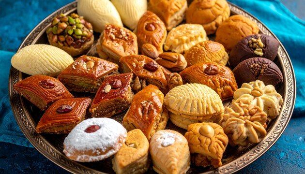 Assortment of Traditional Persian Sweets and Cookies for Nowruz