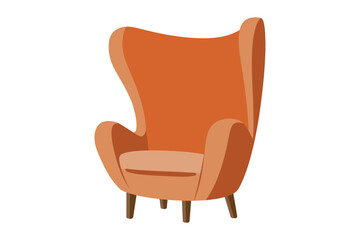 Cozy orange wingback armchair with tapered legs