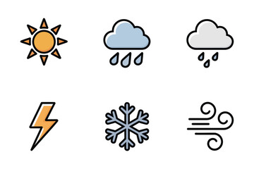 Collection of weather icons representing different conditions