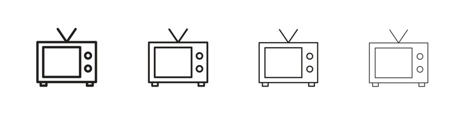 Television icons. Editable stroke. Pixel perfect thin line icons.