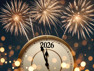  In the background, an antique clock face is visible, its hands approaching midnight, symbolizing the approach of the New Year and the excitement of the countdown. 