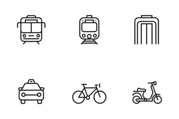 Collection of transportation icons for urban mobility and travel