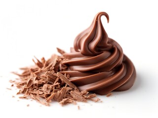 Fototapeta premium Milk Chocolate Swirls and Shavings Isolated on White