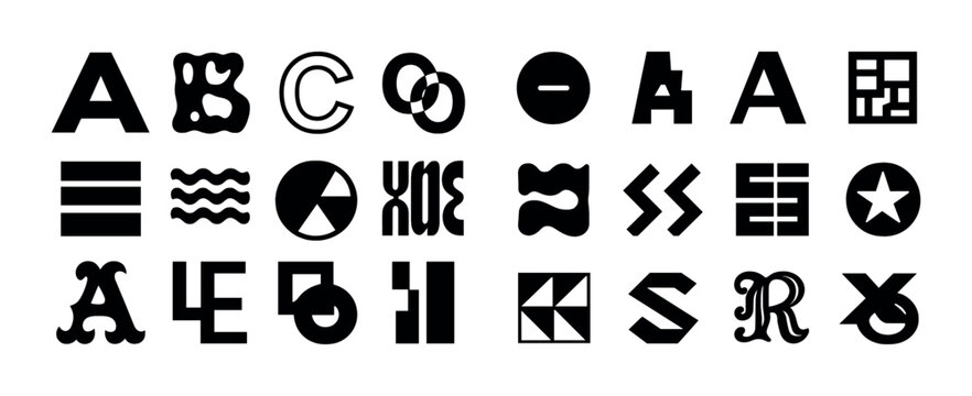 Creative black and white graphic typography alphabet design