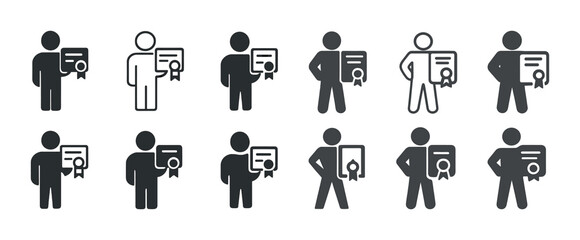 Diverse certificate icon set representing achievement and success