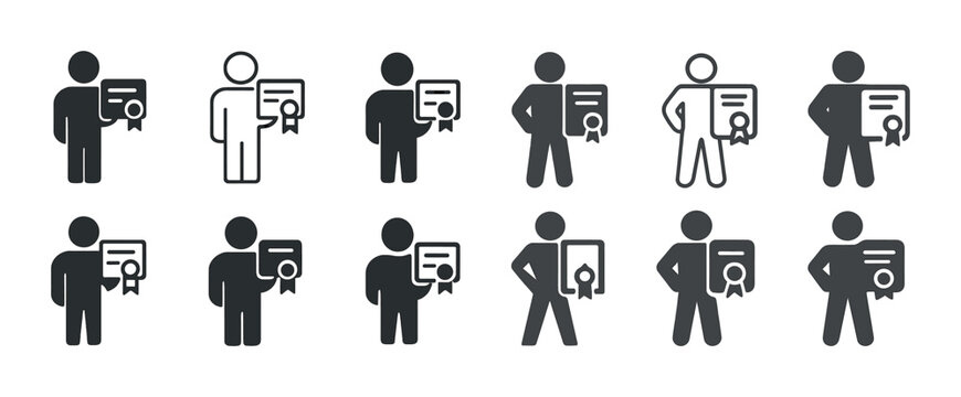 Diverse certificate icon set representing achievement and success