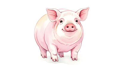 Smiling Pig: An illustration of a cheerful piglet, with its round body and pink complexion, radiating warmth and playful charm, invites a sense of rural joy and animal delight.
