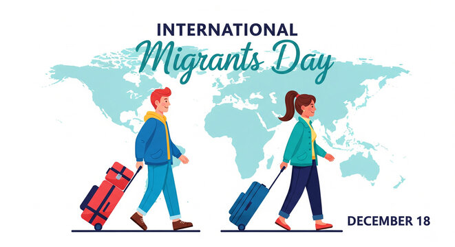 Celebrating International Migrants Day December 18th, a global tribute to the journeys and resilience of migrants, fostering inclusivity and understanding for diverse communities - Powered by Adobe