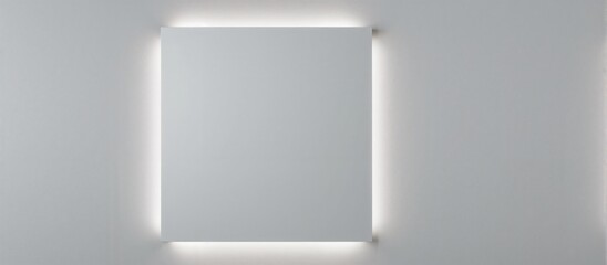 Minimalist square light box for advertising on gray wall background